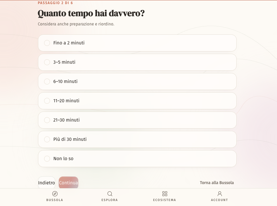 Bussola Digitale — domanda sul tempo disponibile